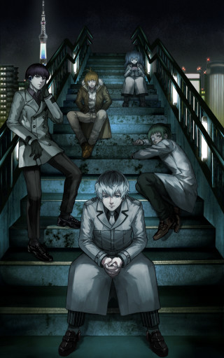 Group people stairs building night - night free wallpaper