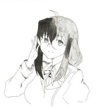 Girl long hair glasses drawing - computer art free wallpaper