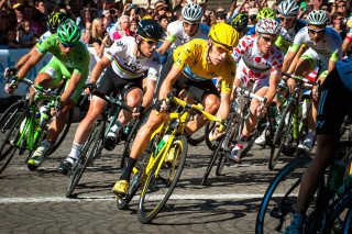 Cyclists crowd bicycles helmets riding - helmet free wallpaper