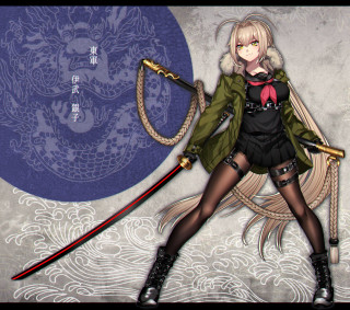 Woman sword green jacket dragon - cobra free wallpaper