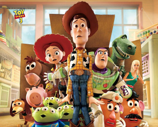 Cartoon character toy story store - a dinosaur free wallpaper
