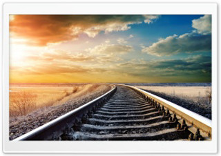 Train track sunset clouds sky 2 - the picture free wallpaper