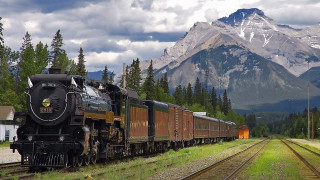 Train mountains sky architecture nature - cloudy free wallpaper