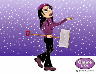 Woman snowboard cellphone snowfall folkart - folk art free wallpaper