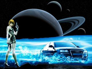 Woman dress car planet black - a car in front free wallpaper