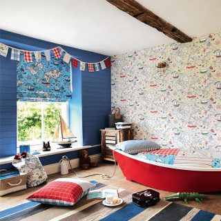Child bedroom red bathtub blue - a storybook illustration free wallpaper