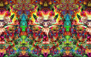 Psychedelic woman rainbow hair butterfly - psychedelic art free wallpaper
