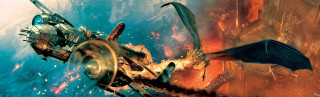 Dragon attack ship sea fire - david palumbo free wallpaper