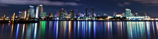 City skyline reflection night blue 3 - blue sky free wallpaper