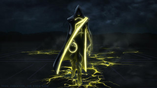 Neon glowing figure lightning dark - lightning free wallpaper