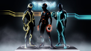 Futuristic men neon sign iron - circle free wallpaper