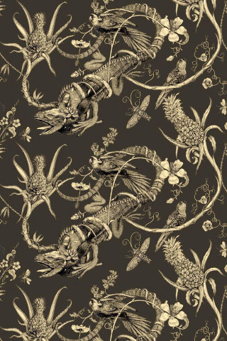Dragon flowers pattern brown gold - art free wallpaper