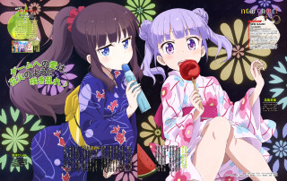 Anime girls purple hair lollipop - a purple dress free wallpaper