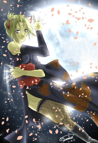 Woman black dress flying full - anime art free wallpaper