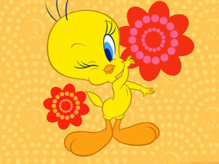 Cartoon character holding flower smiling - naive free wallpaper
