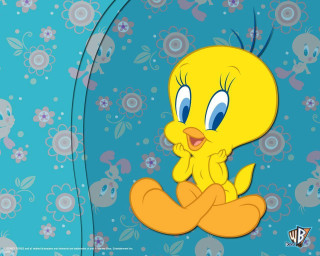 Cartoon character blue background flowers - furry free wallpaper