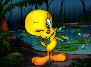 Dancing frog pond lily pads - loony toon free wallpaper