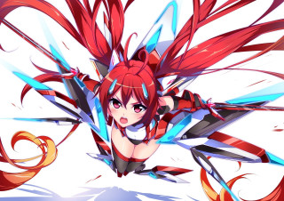 Red haired woman space mecha - mecha free wallpaper