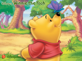 Winnie the pooh butterfly head - tree and grass free wallpaper