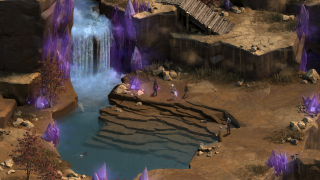 Waterfall purple lights purple water - dynamic lighting free wallpaper