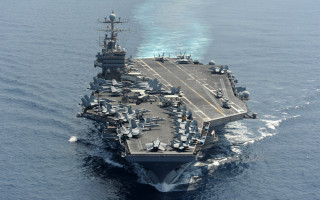Aircraft carrier ocean ships sunrise - a ship in the ocean free wallpaper