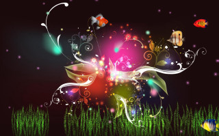 Colorful flower bubbles fish water - the water below free wallpaper