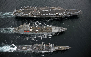 Two ships water larger smaller 3 - american realism free wallpaper