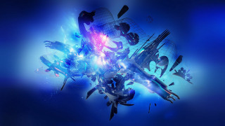 Futuristic city blue background design - cybernetic free wallpaper