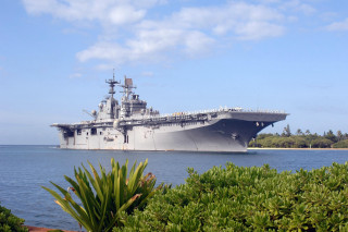 Large ship water bushes trees - digital photography free wallpaper