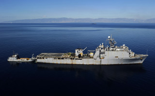 Large ship ocean mountains aerial - fitz henry lane free wallpaper