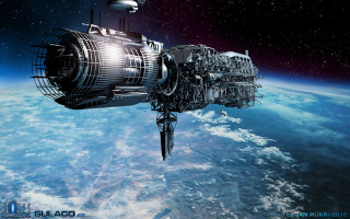 Space station earth view distant - a space station in the middle of the earth free wallpaper