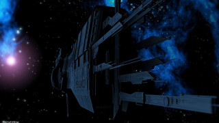 Space station galaxy bright star - a space station in the middle of a galaxy free wallpaper