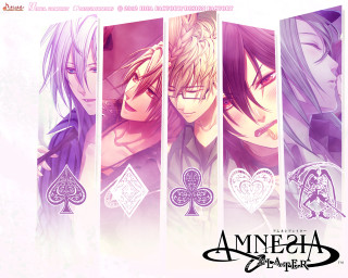 Anime couple purple hair glasses - card free wallpaper