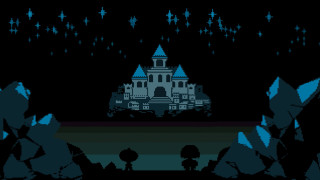 Castle person car pixel art - night sky free wallpaper