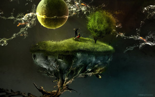Man island trees grass ball 2 - a small island free wallpaper
