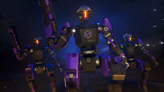 Robot glowing mecha purple background - a purple light free wallpaper