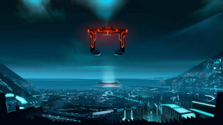 Futuristic city red black object - a futuristic city free wallpaper