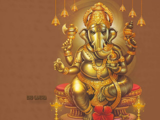 Golden ganesha red bow table - golden free wallpaper
