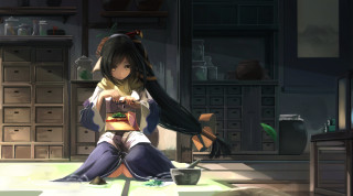Woman sitting floor room bowl - the floor in a room free wallpaper