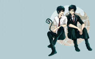 Anime boys cat globe blue - two anime character free wallpaper