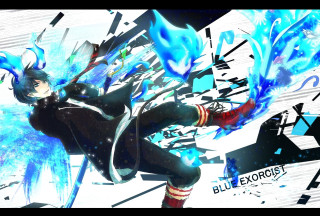 Blue hair black outfit flying - neoexpressionism free wallpaper