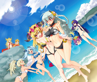 Cartoon characters beach group fun - the beach together free wallpaper