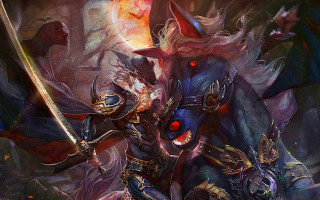 Knight riding horse sword demon - amano free wallpaper