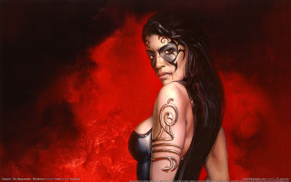 Woman black white face paint - tattoo free wallpaper
