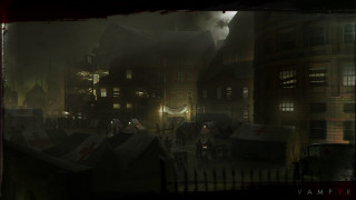 City night people tents foreground - grim free wallpaper