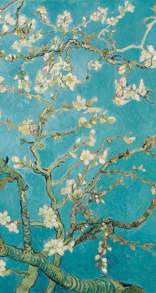 White flower tree branch blue - impressionist free wallpaper