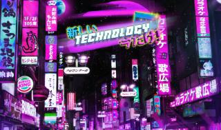 Neon city night cyberpunk aurora - a city street free wallpaper