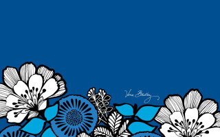 Blue white flower blue background - a blue border free wallpaper