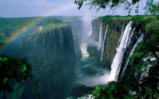 Rainbow waterfall jungle africa nature 2 - flowing free wallpaper