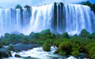 Large waterfall river trees clouds - alain tasso free wallpaper